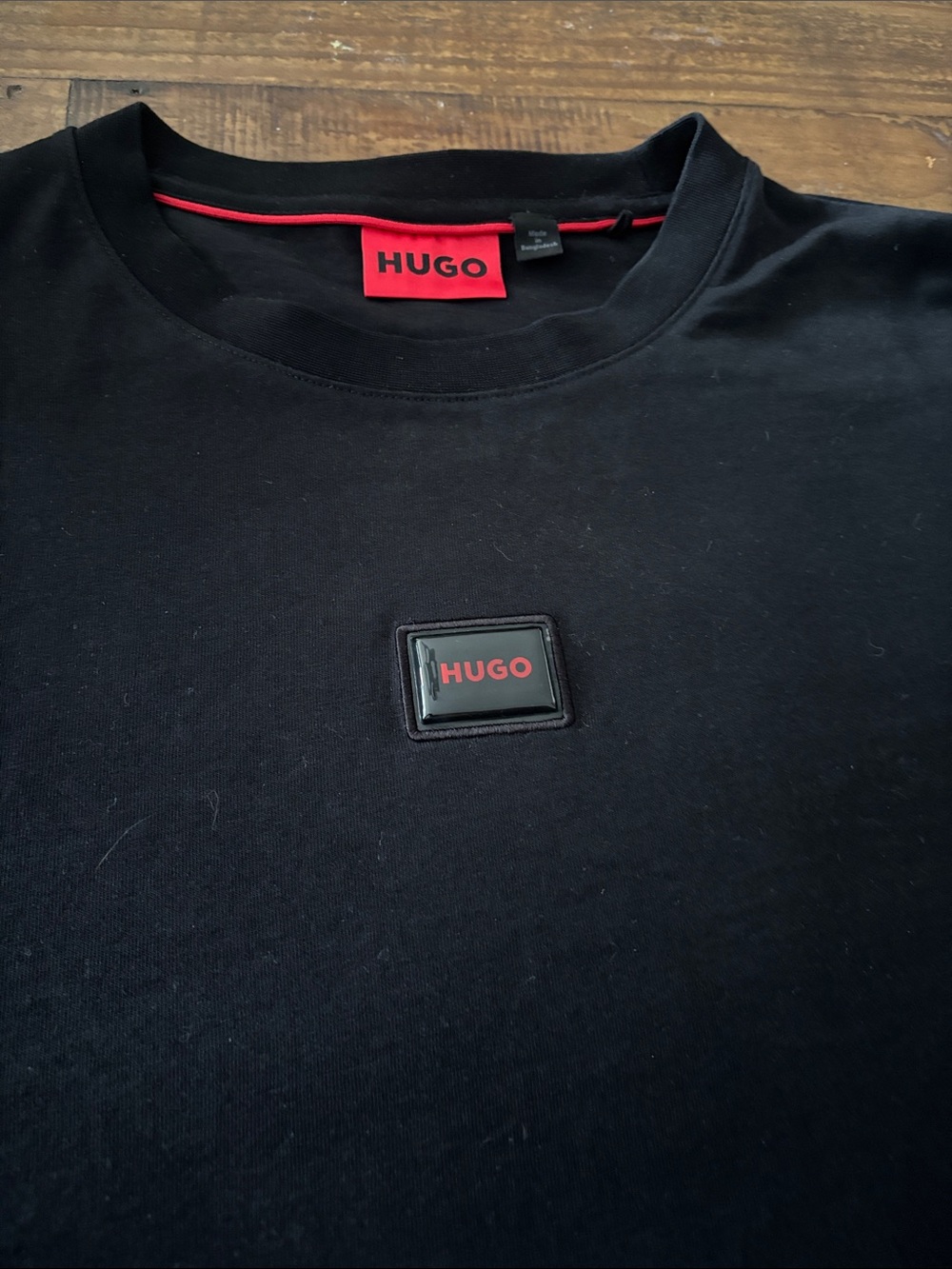 HUGO Black Short-Sleeve Tee with Red Logo XL